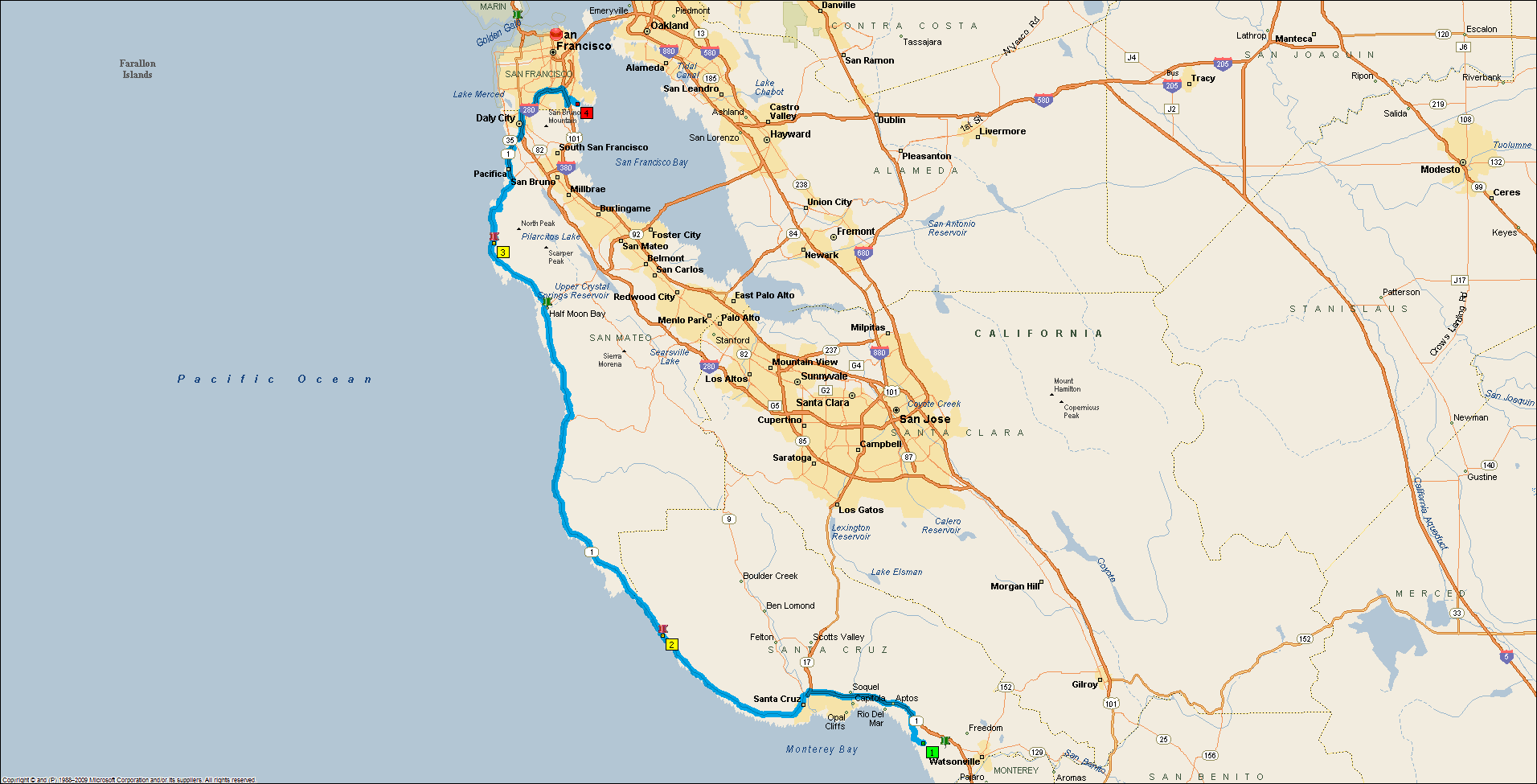 06 - Monterey Bay KOA til Candlestick RV park